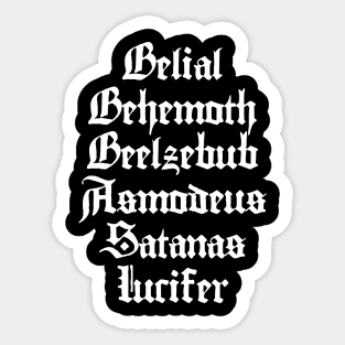 Ghost - Belial Behemoth Beelzebub Asmodeus Satanas Lucifer Sticker